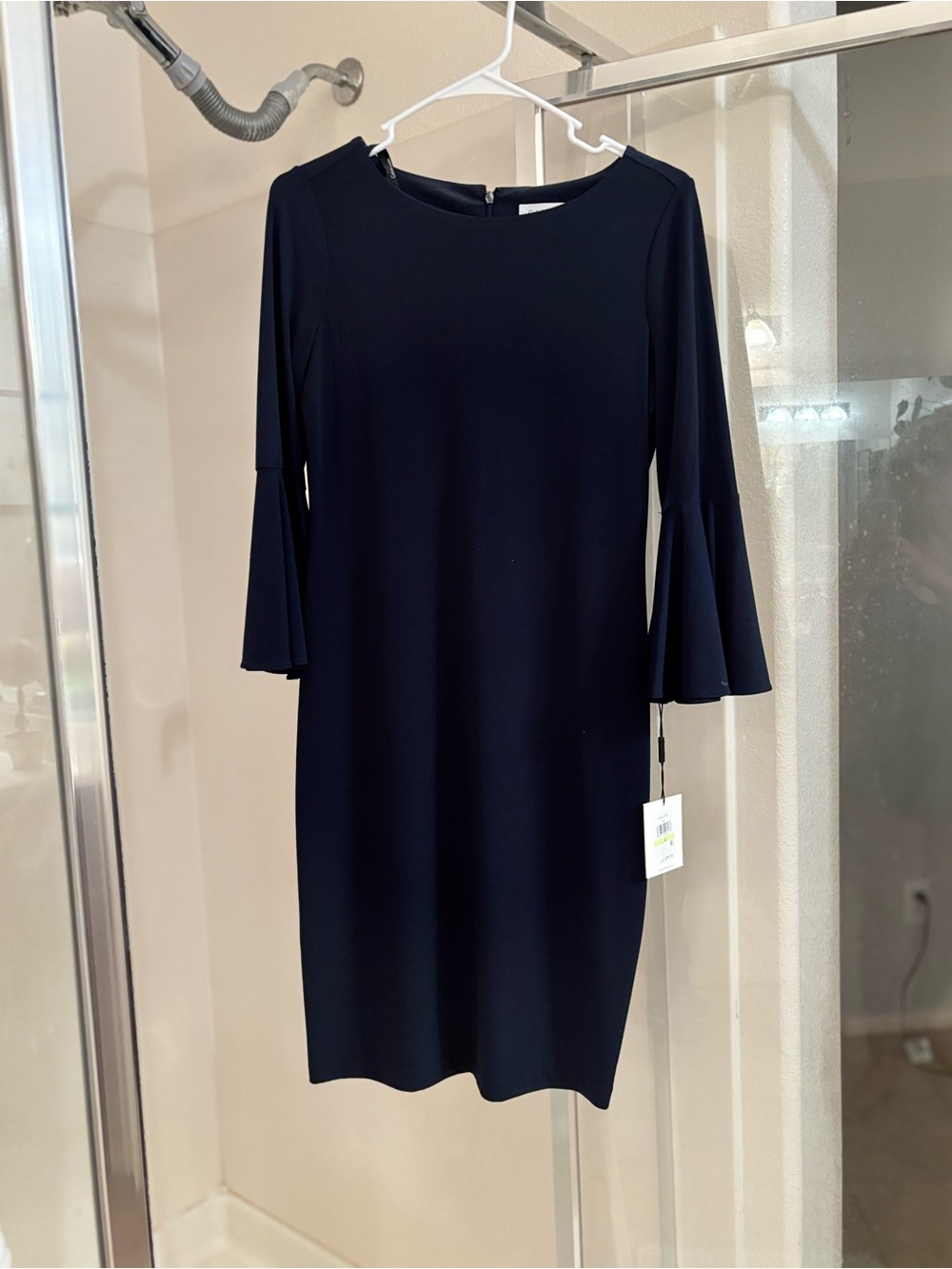 Calvin Klein Navy Bell-Sleeve Long-Sleeve Dress